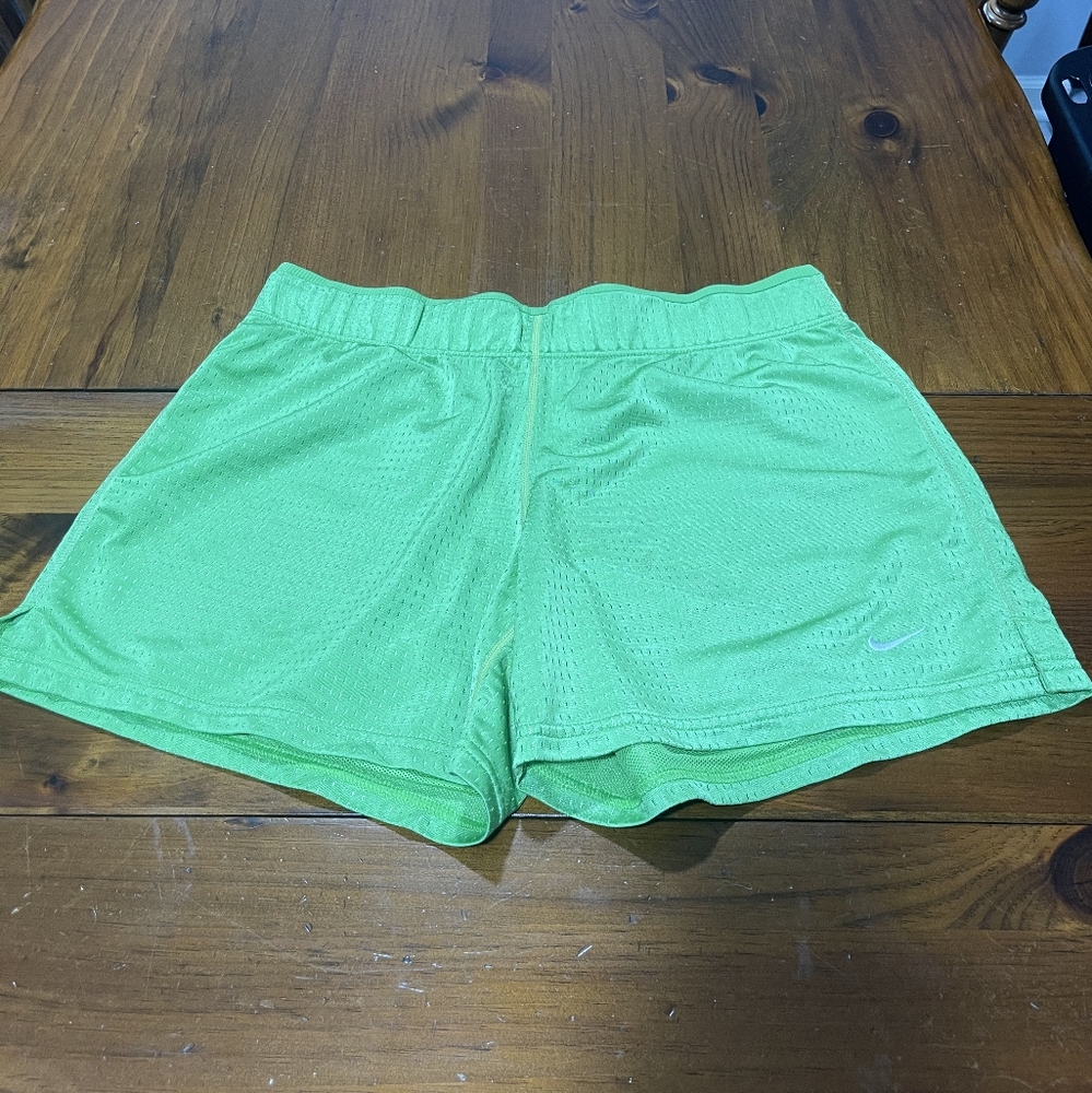 Nike Y2k Womens Vibrant Neon Green Perforated Pull-On Athletic Shorts Size Large